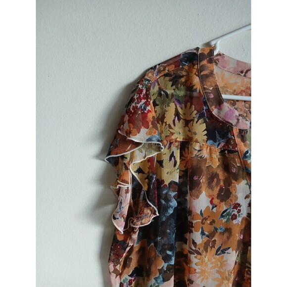 Fig and Flower Top Womens 2X  Lightweight Sheer Button Up Blouse - Picture 9 of 10